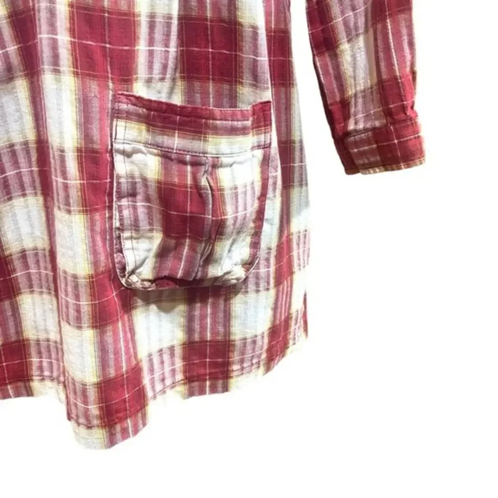 Free People Plaid Matador Tunic Top with Pockets 0